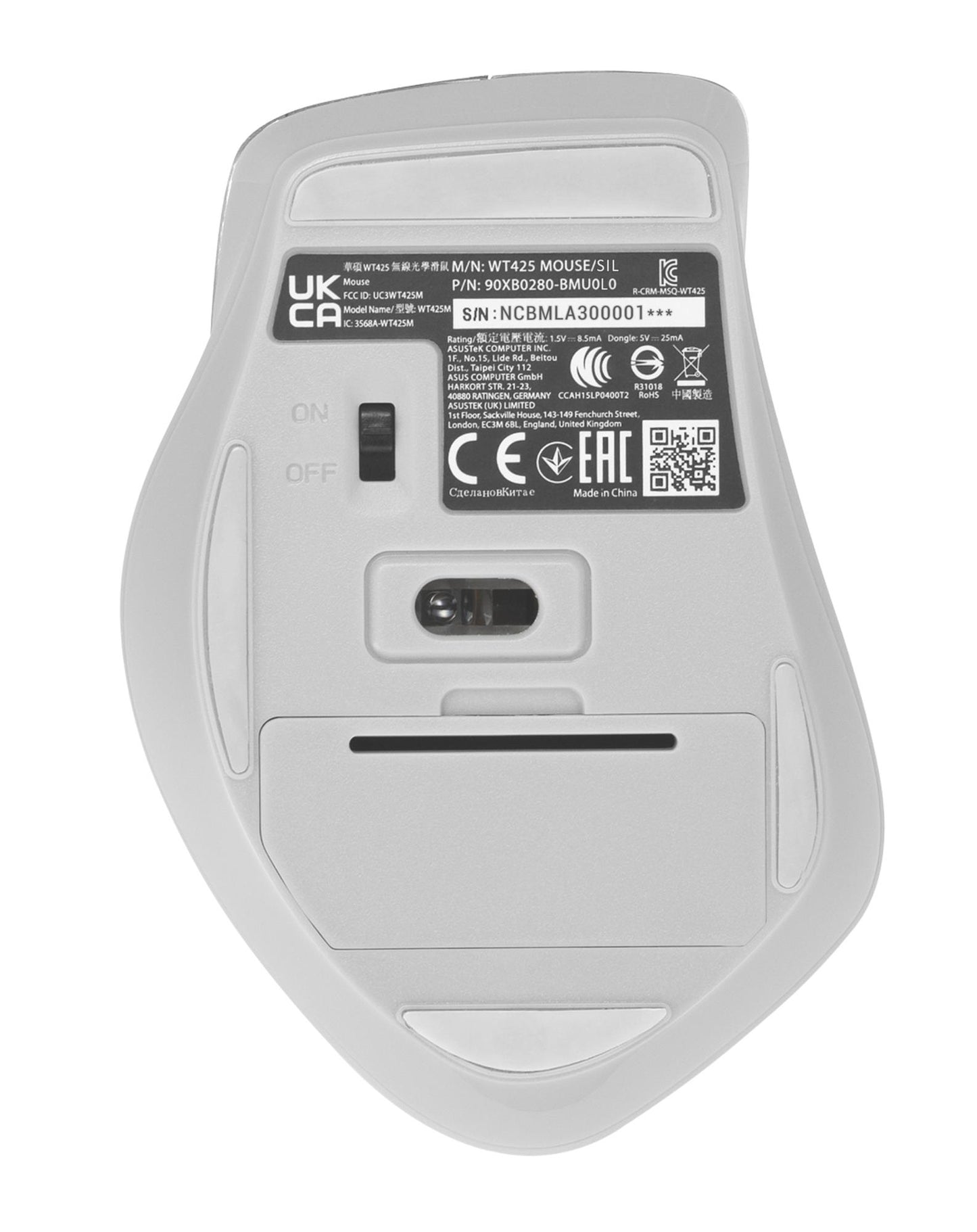 Asus Mouse USB Optical Wireless WT425 - Silver
