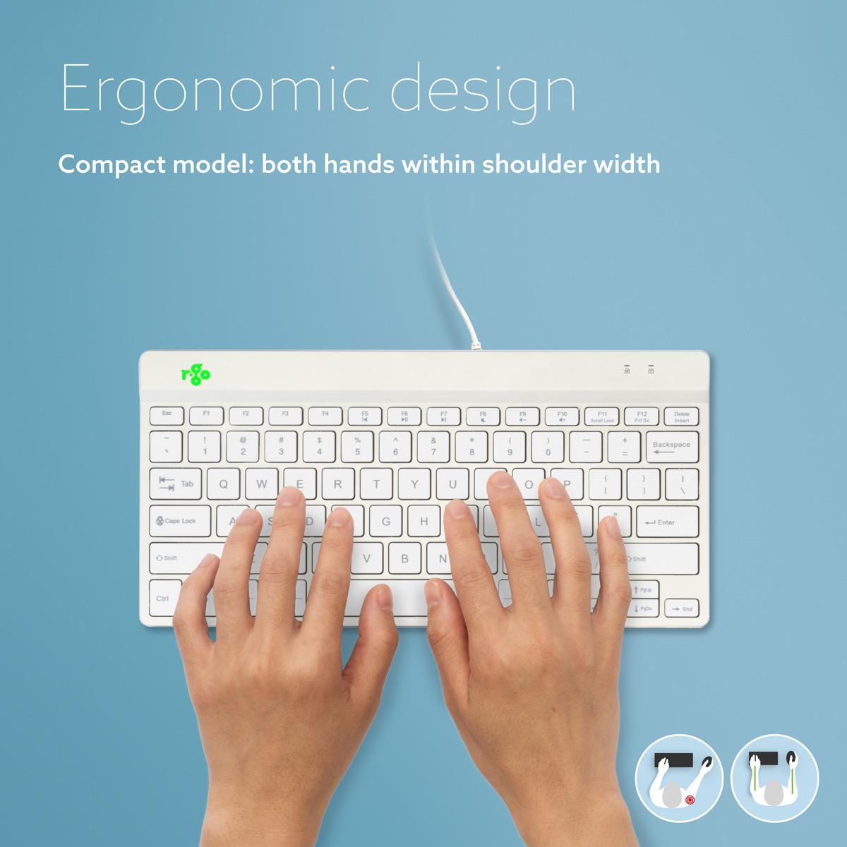 R-GO Tools Keyboard Compact Break English - White