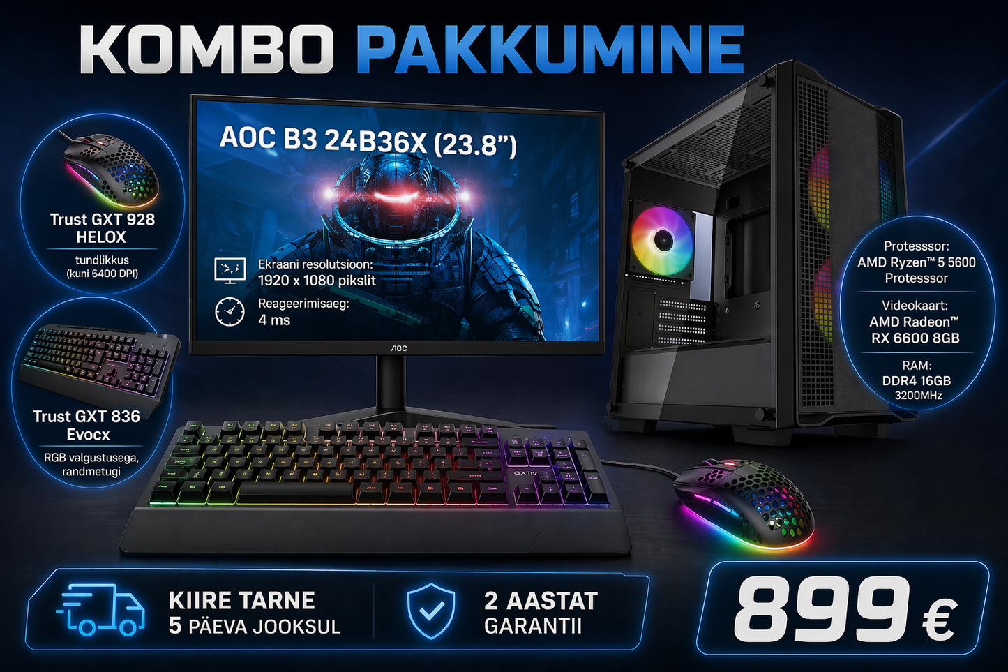 Gaming PC Entry – AMD Ryzen™ 5 5600 & AMD Radeon™ RX 6600 8GB