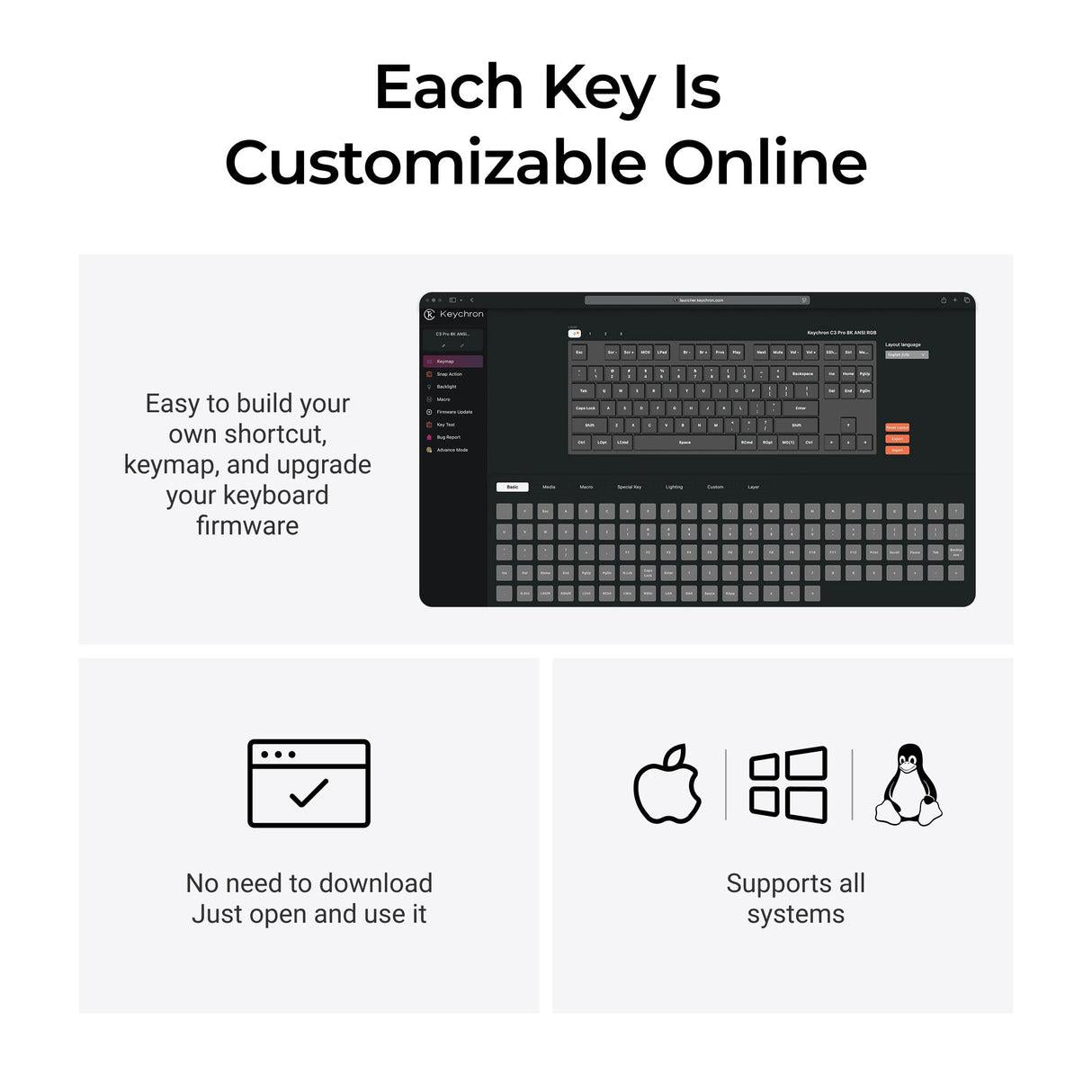 Keychron Keyboard Wired C3 Pro RGB - Retro