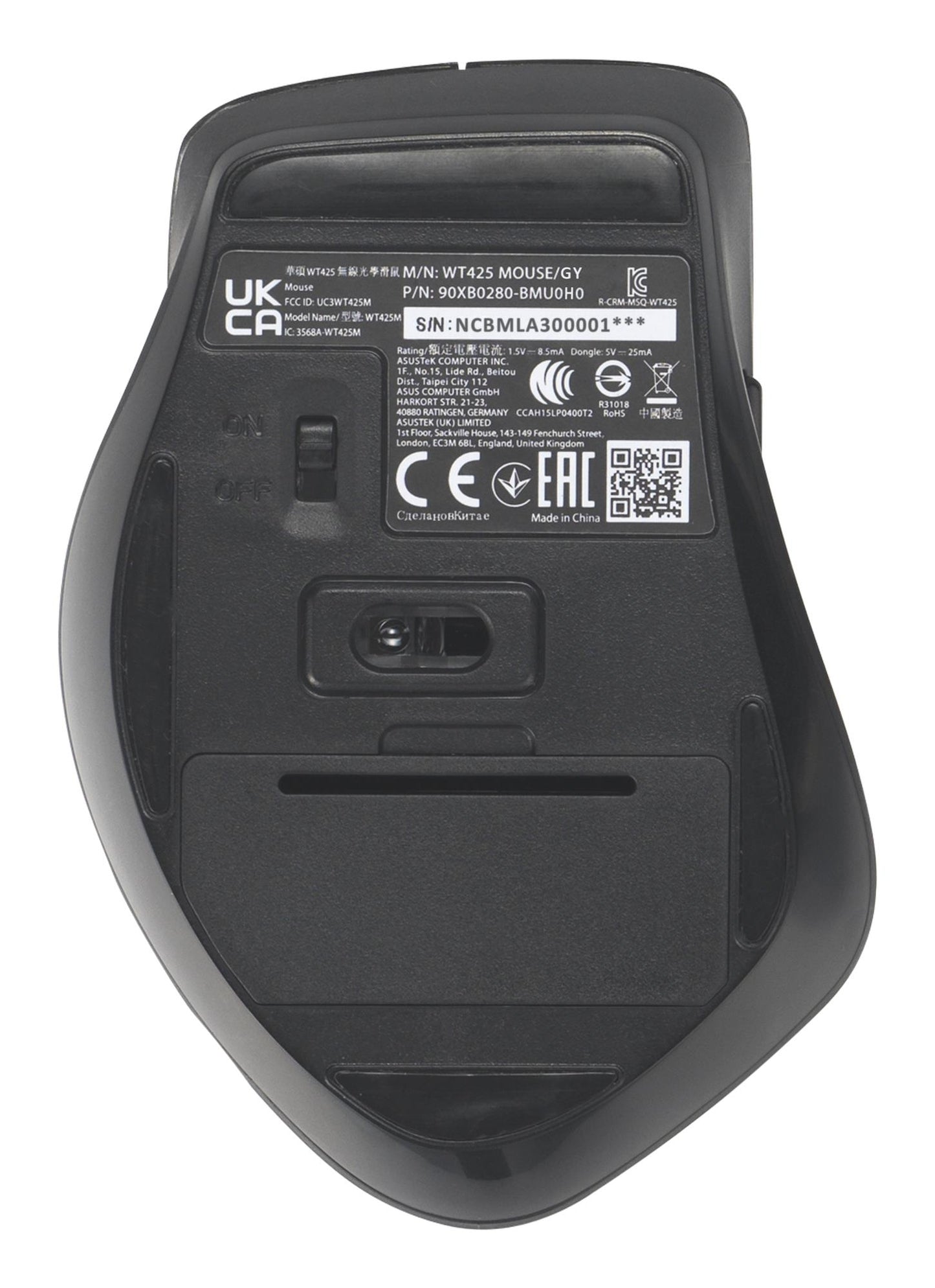 Asus Mouse USB Optical Wireless WT425 - Grey