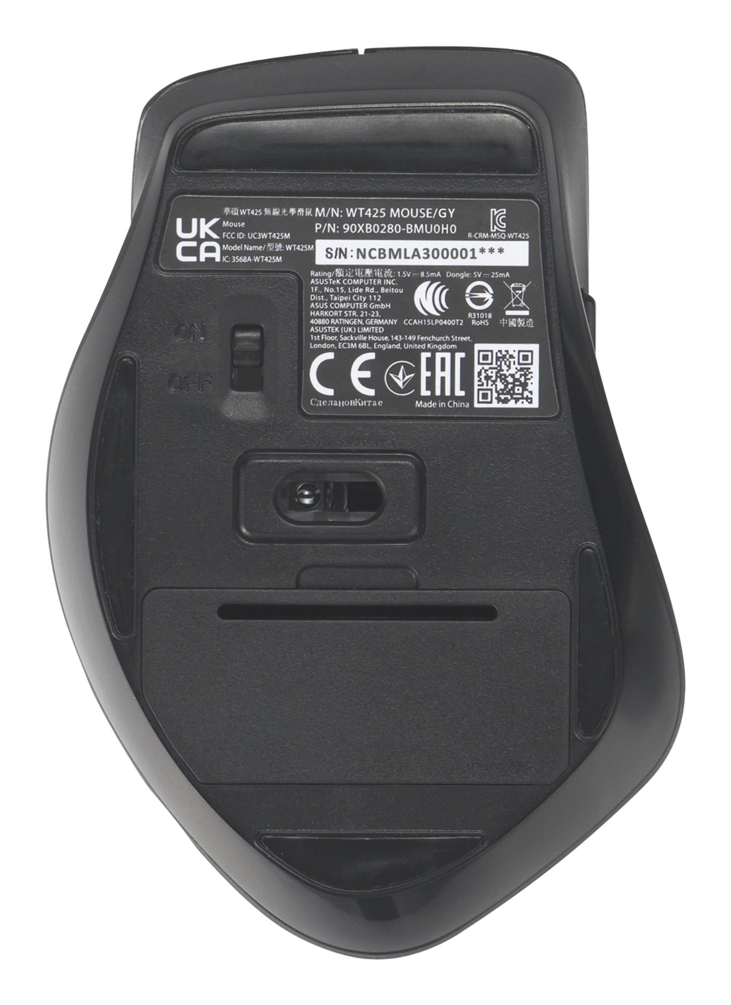 Asus Mouse USB Optical Wireless WT425 - Grey
