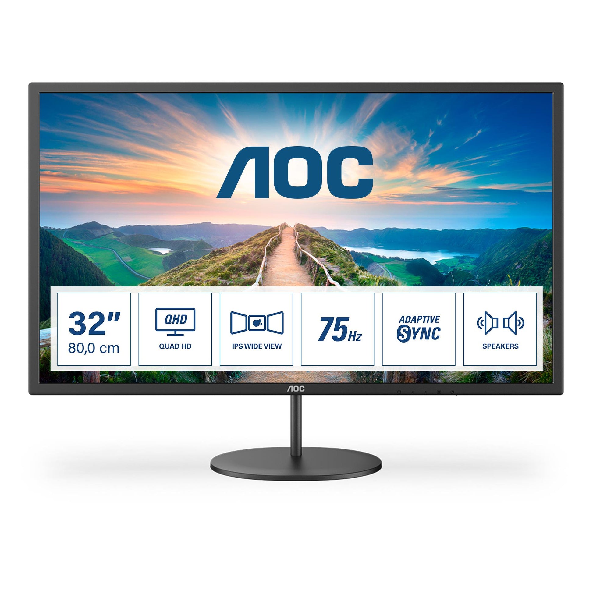AOC LCD Monitor AOC Q32V4 31.5" Business Panel IPS 2560X1440 16:9 75Hz Matte 4 Ms Speakers Tilt Colour Black