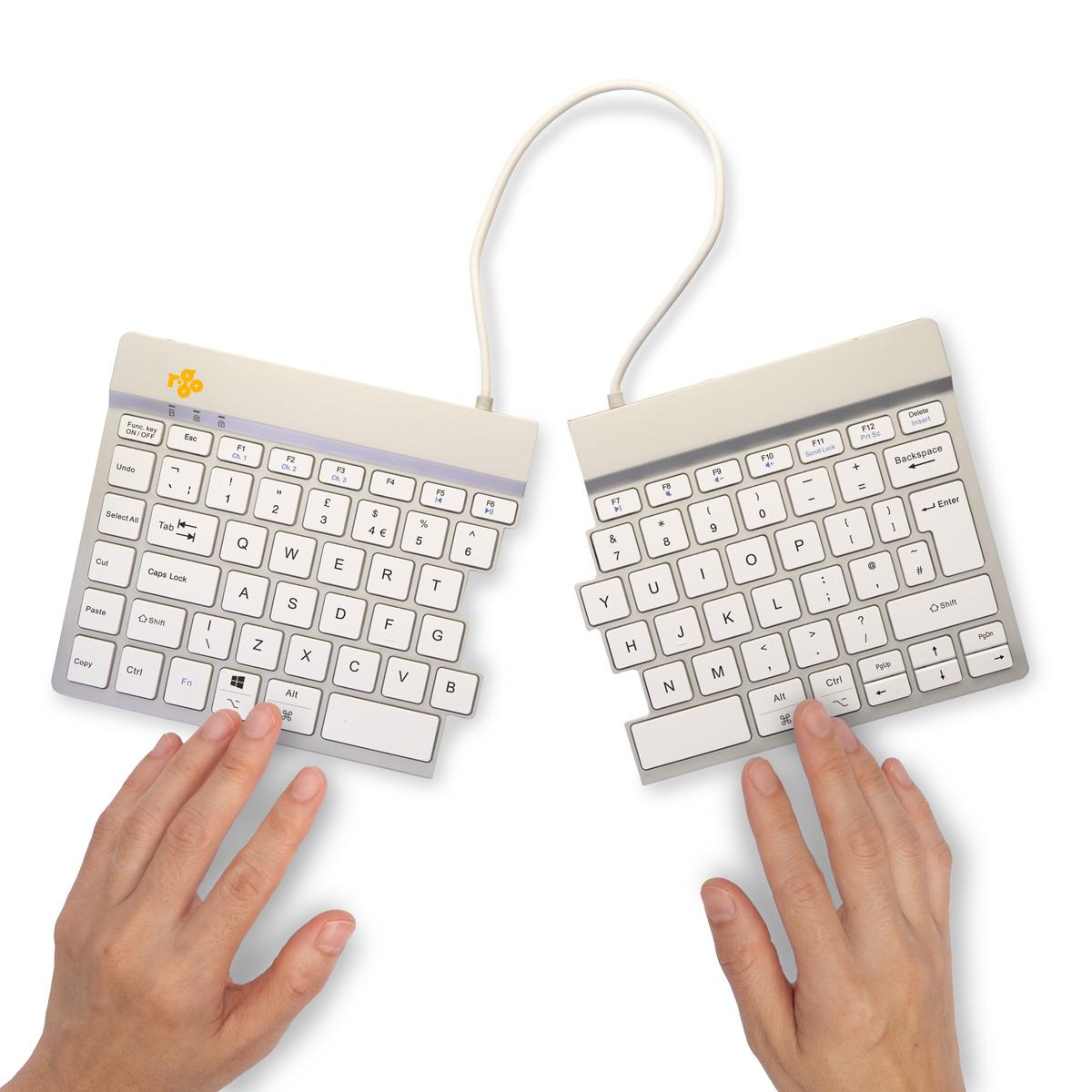 R-GO Tools Keyboard Wireless Split Break - White
