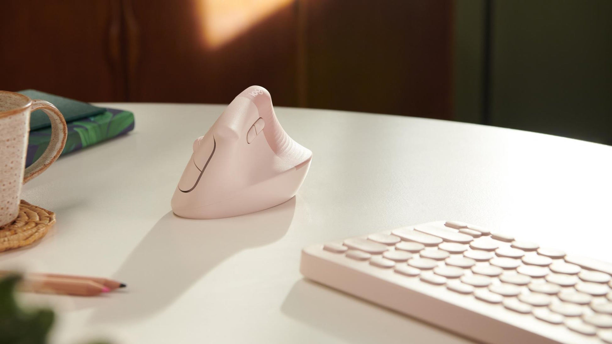 Logitech Mouse USB Optical Wireless Vertical - Pink
