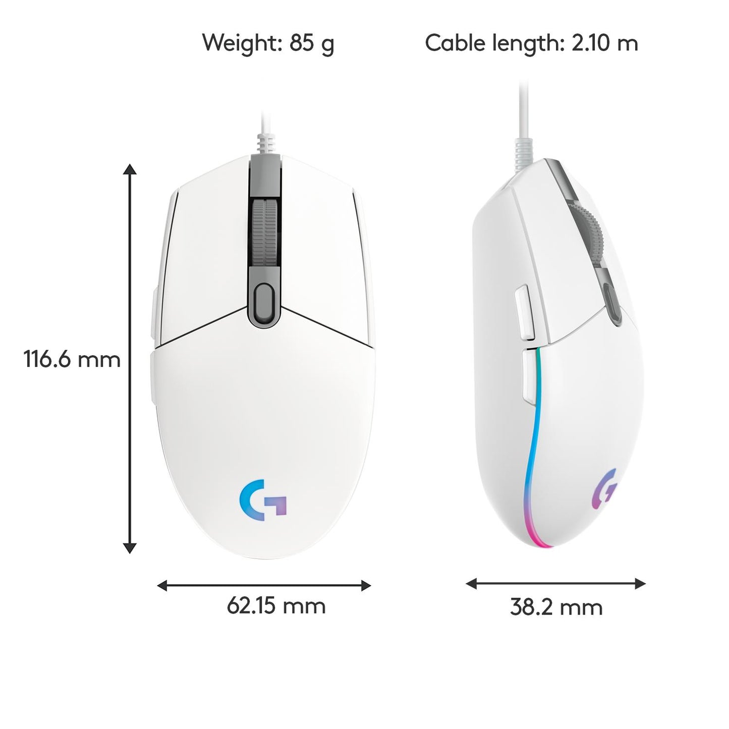 Logitech Mouse USB Optical G203 - White