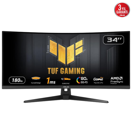 Asus LCD Monitor Asus TUF Gaming VG34VQ3B 34" Gaming / Curved Panel VA 3440X1440 16:9 180Hz 1 Ms Speakers