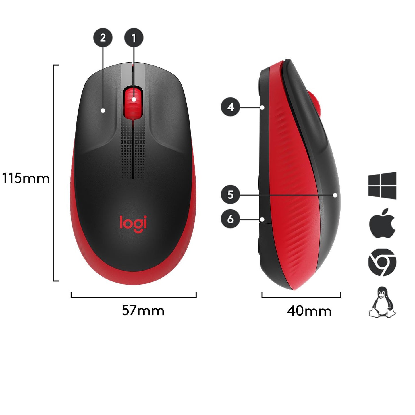 Logitech Mouse USB Optical Wireless M190 - RED