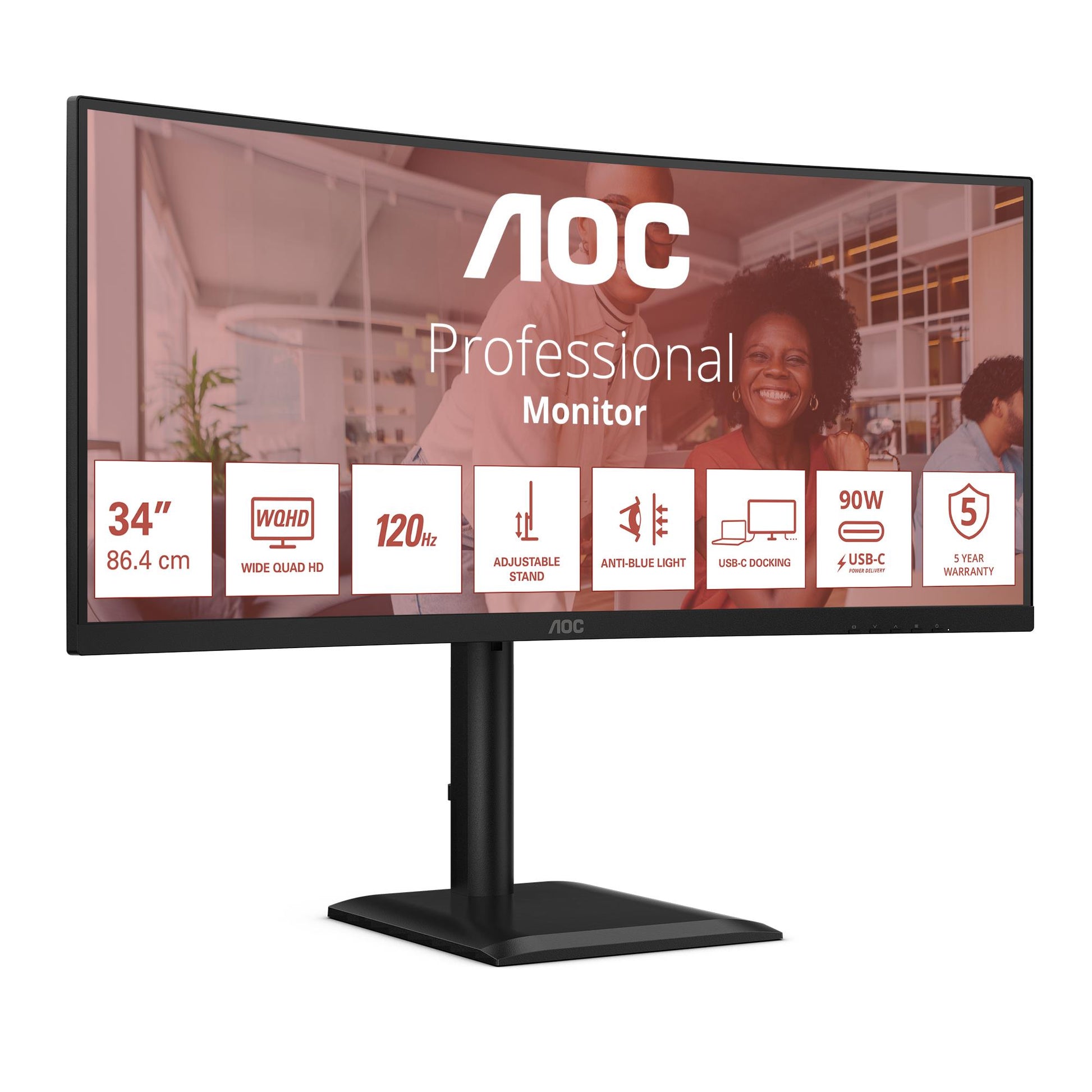 AOC LCD Monitor AOC 34 " 3440 X 1440 Pixels Ultrawide Quad HD Native Aspect Ratio 21:9 LCD Curved