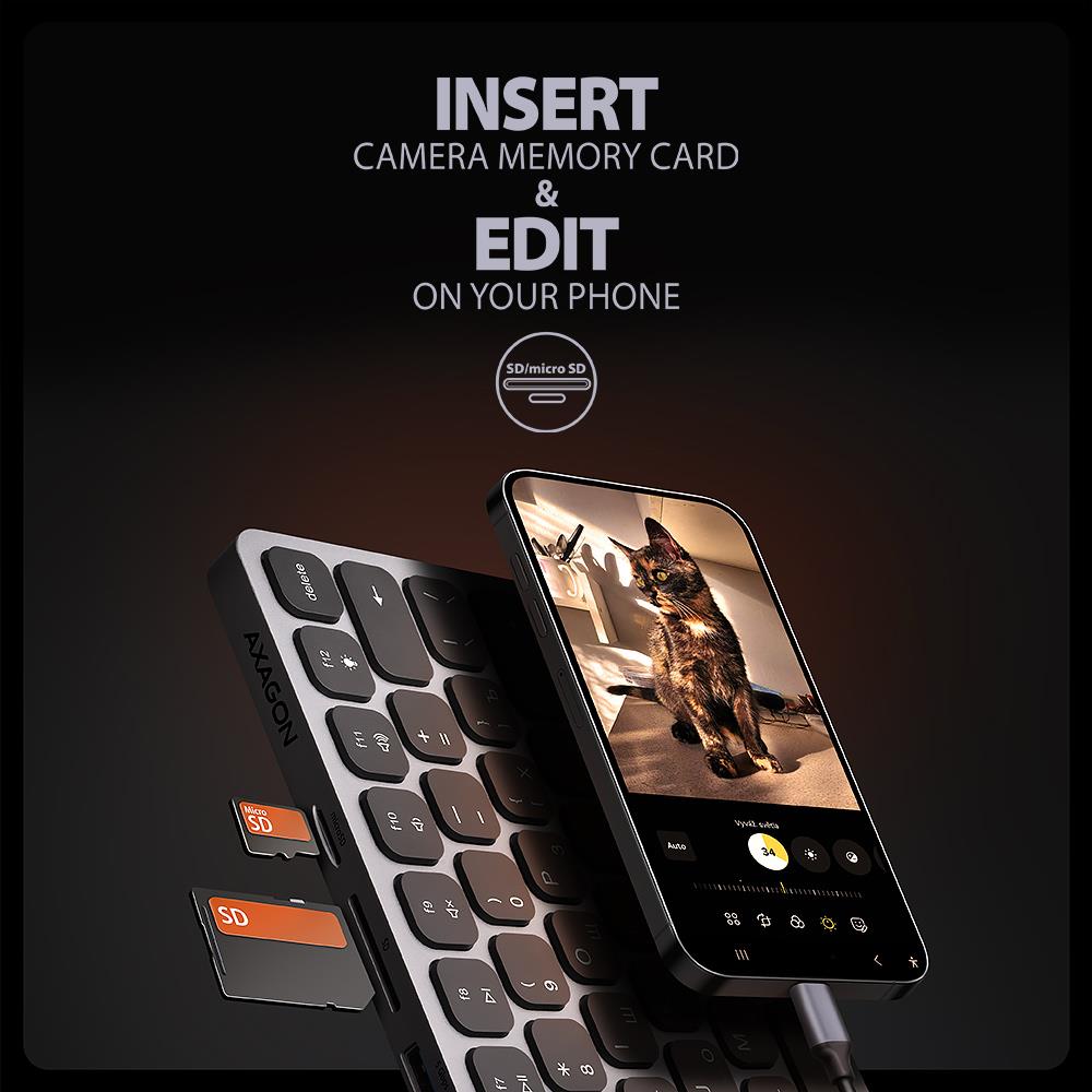 Axagon Keyboard + I - O Hub 9IN1