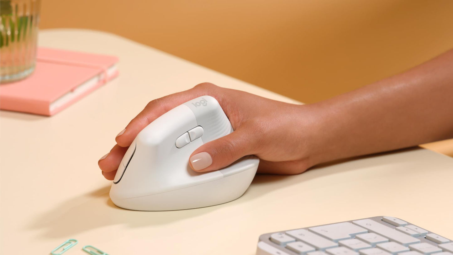 Logitech Mouse USB Optical Wireless Vertical - White