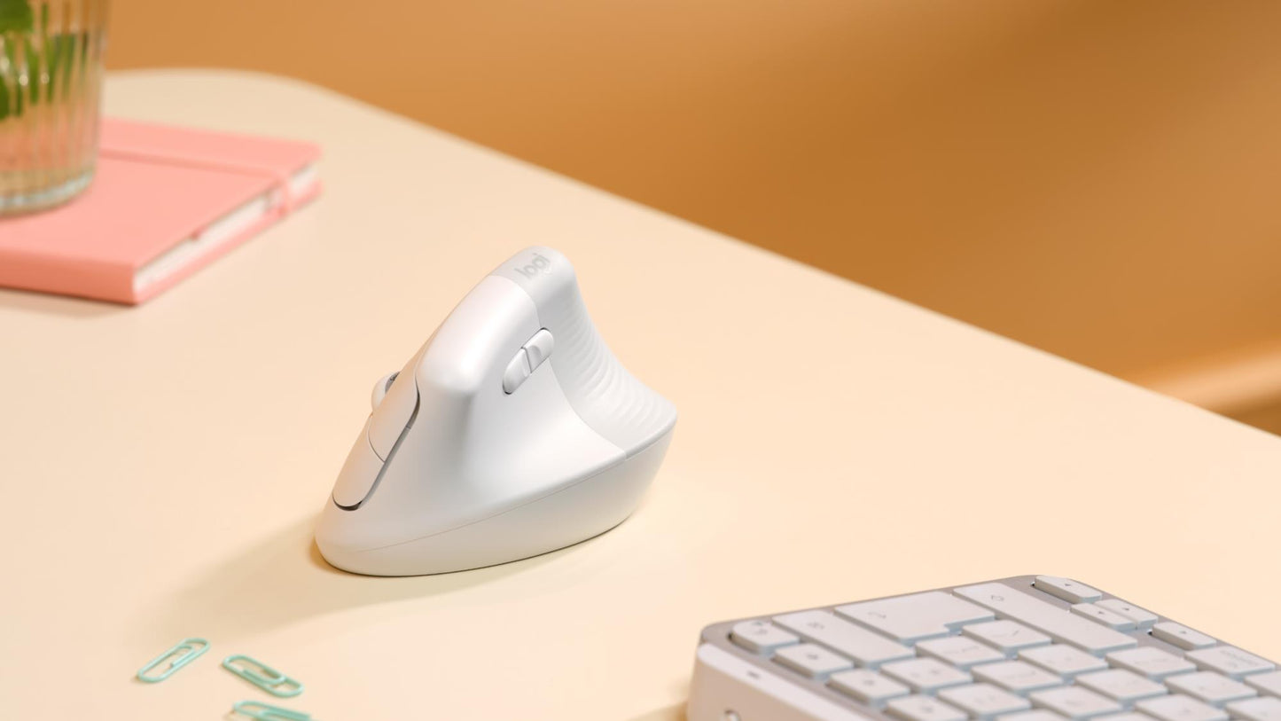 Logitech Mouse USB Optical Wireless Vertical - White