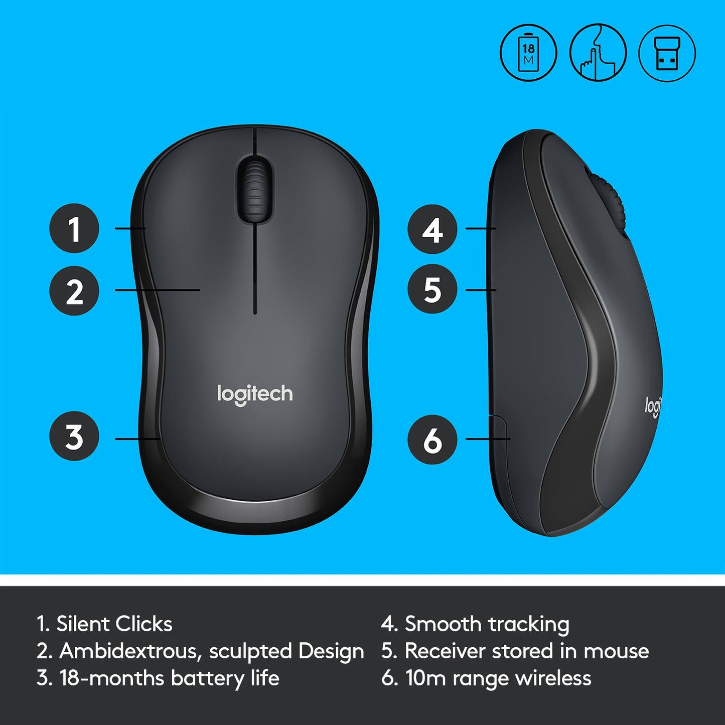 Logitech Mouse USB Optical Wireless M220 - Silent B / G