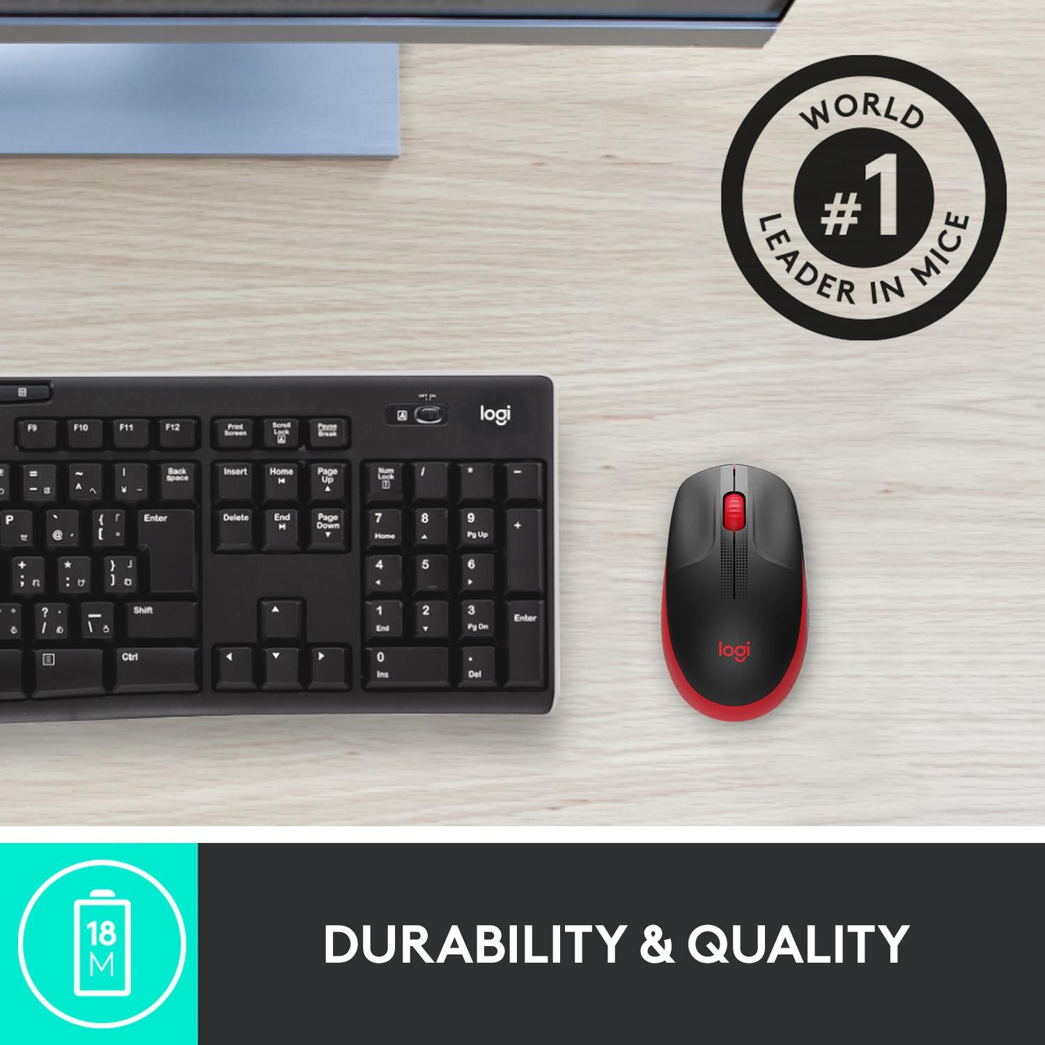 Logitech Mouse USB Optical Wireless M190 - RED
