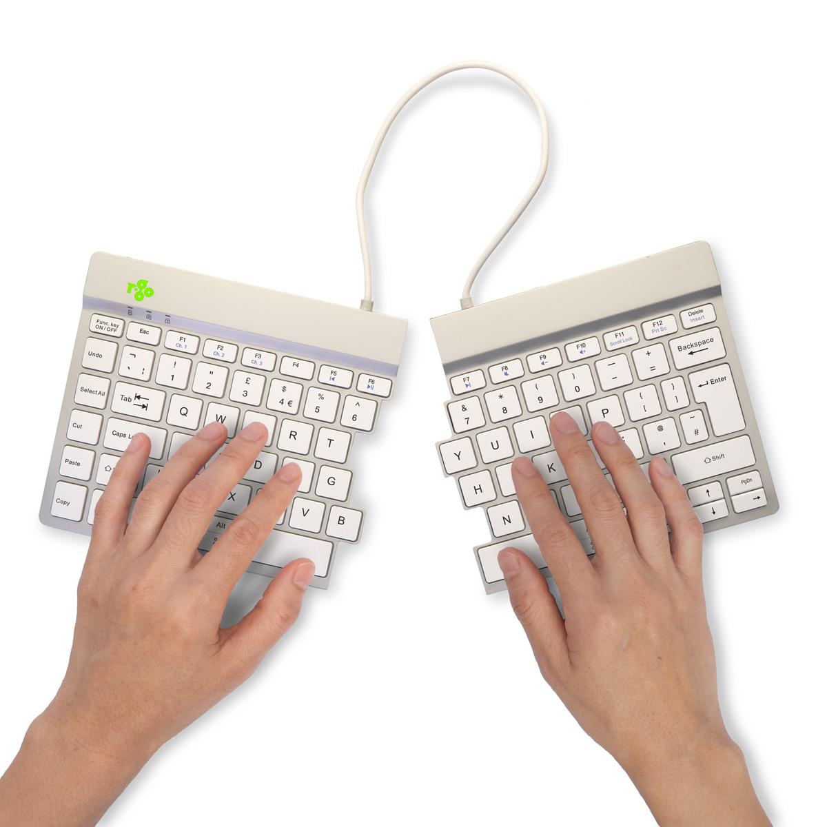 R-GO Tools Keyboard Wireless Split Break - White