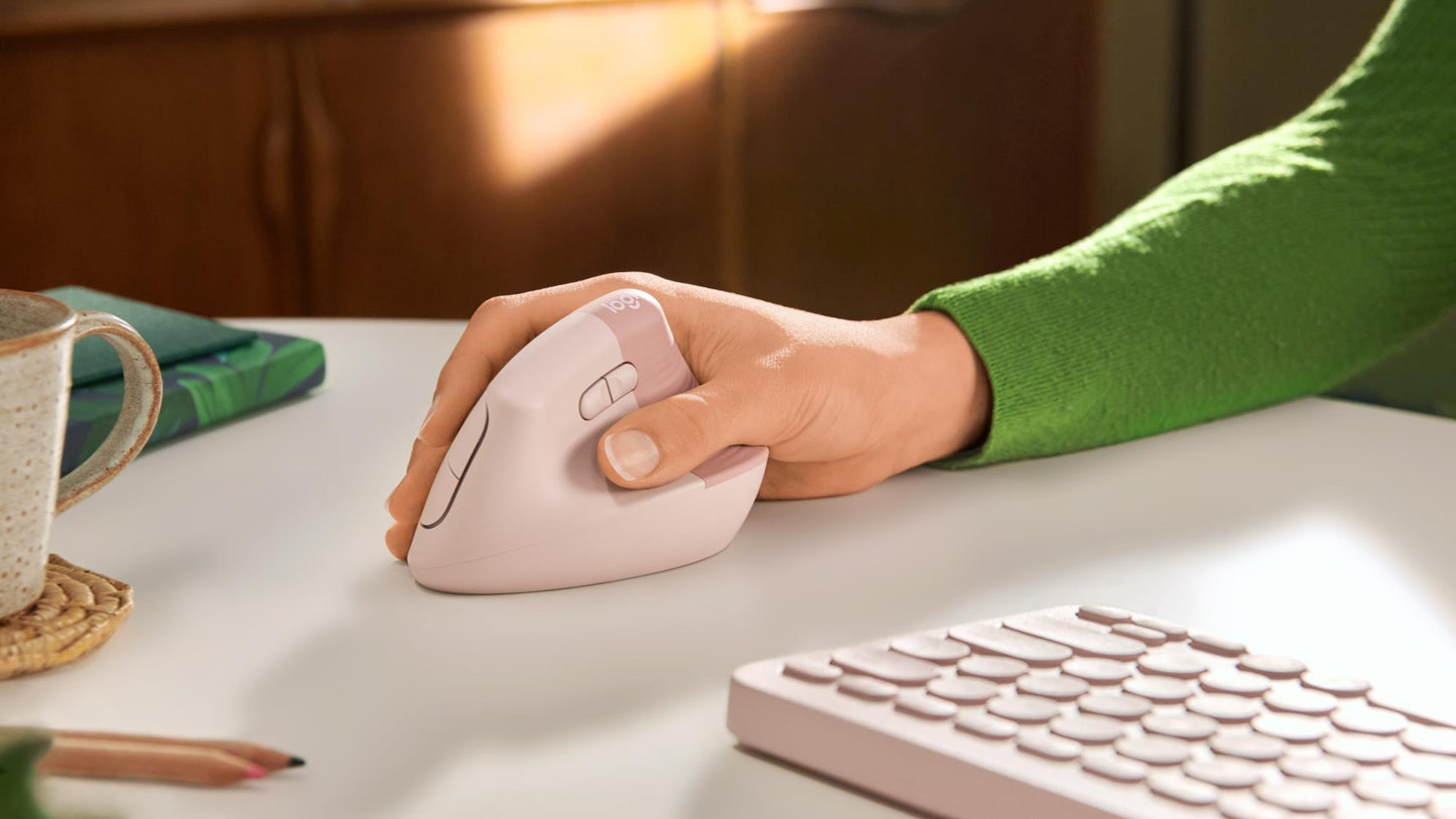 Logitech Mouse USB Optical Wireless Vertical - Pink
