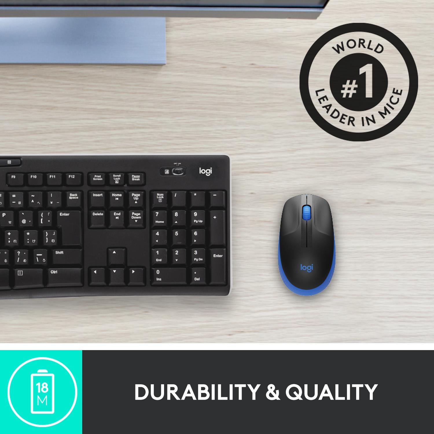 Logitech Mouse USB Optical Wireless M190 - Blue