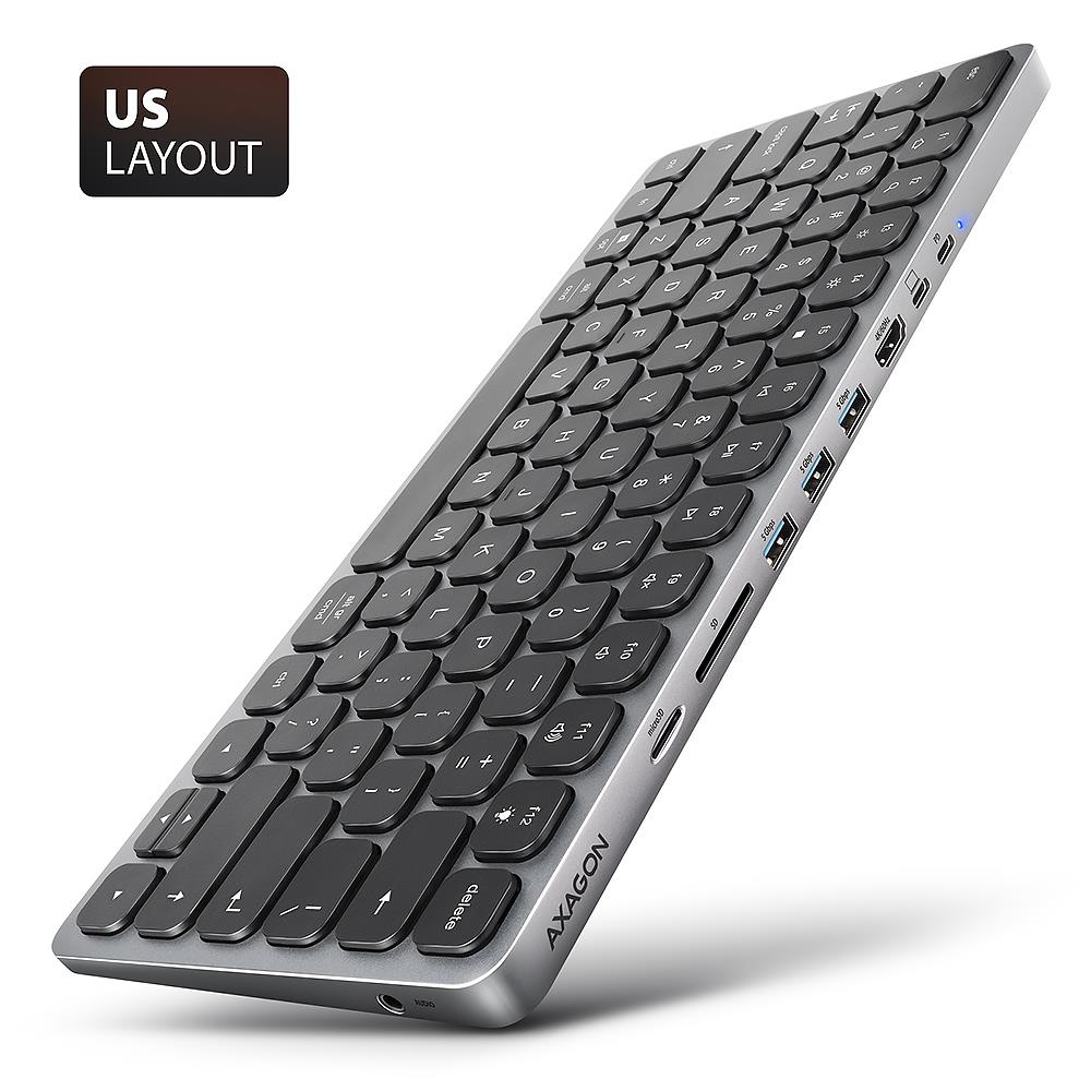 Axagon Keyboard + I - O Hub 9IN1