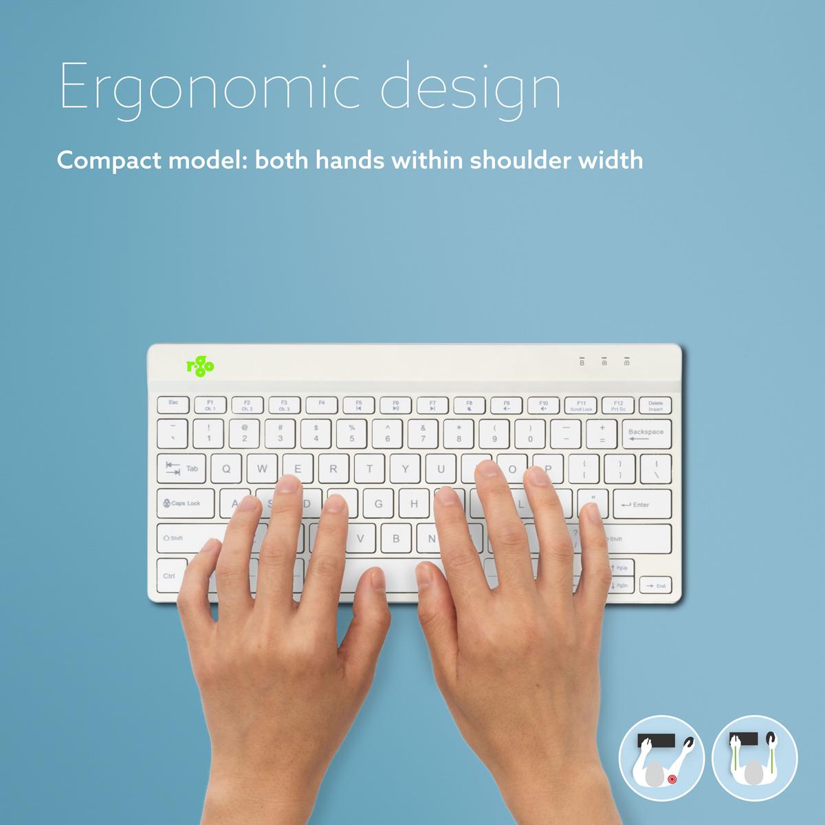 R-GO Tools Keyboard Wireless Compact Break - White