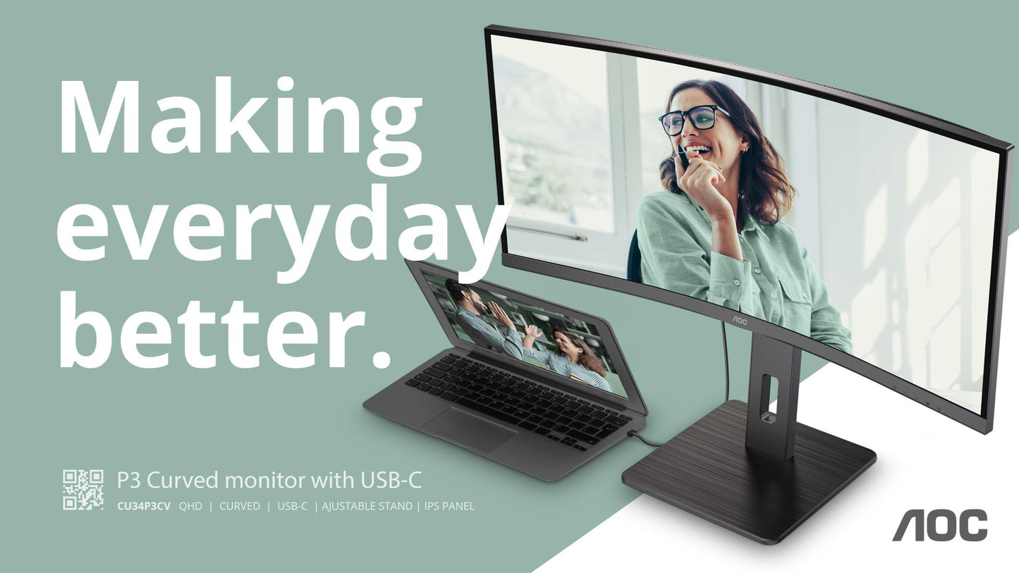 AOC LCD Monitor AOC 34 " 3440 X 1440 Pixels Ultrawide Quad HD Native Aspect Ratio 21:9 LED Curved