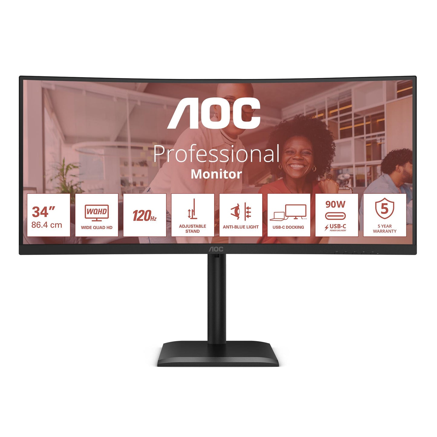 AOC LCD Monitor AOC 34 " 3440 X 1440 Pixels Ultrawide Quad HD Native Aspect Ratio 21:9 LCD Curved