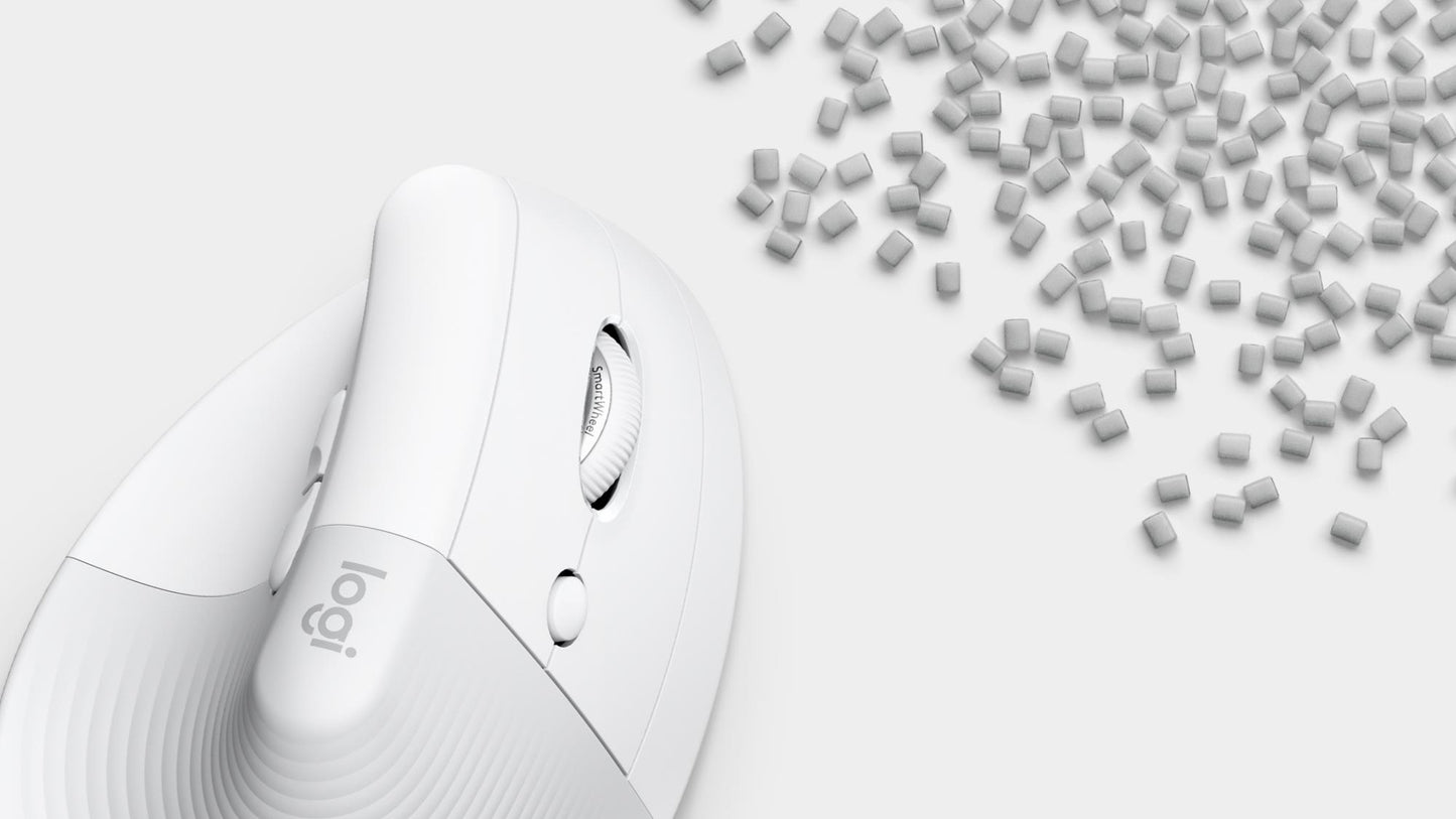 Logitech Mouse USB Optical Wireless Vertical - White