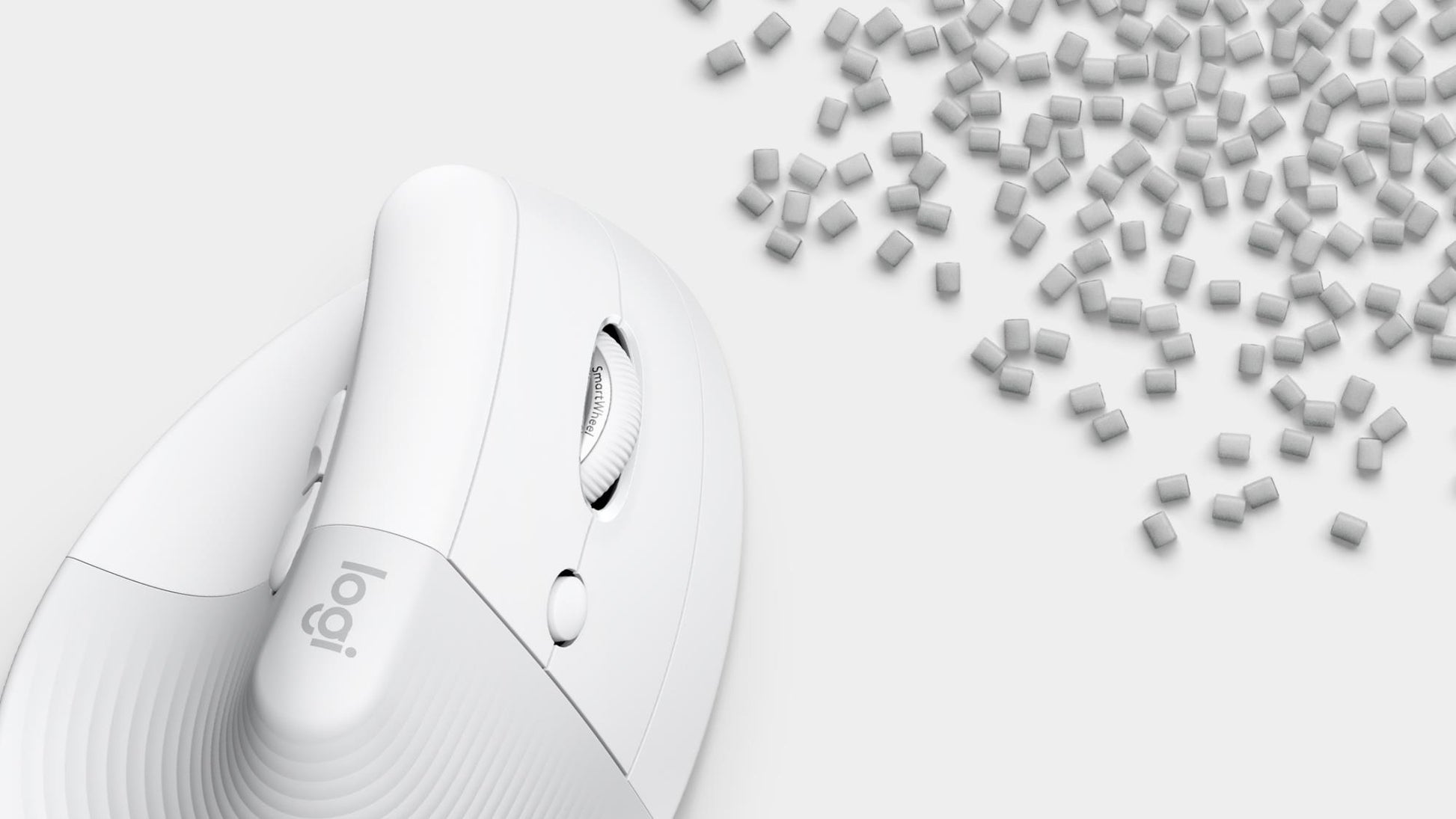 Logitech Mouse USB Optical Wireless Vertical - White