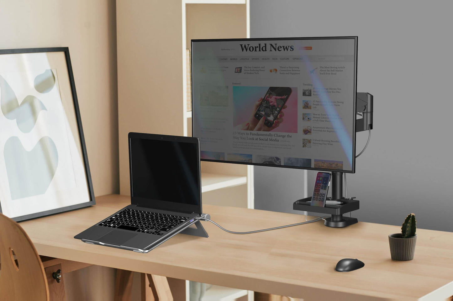 Onkron Desk Mount Accessory Organizer - Black
