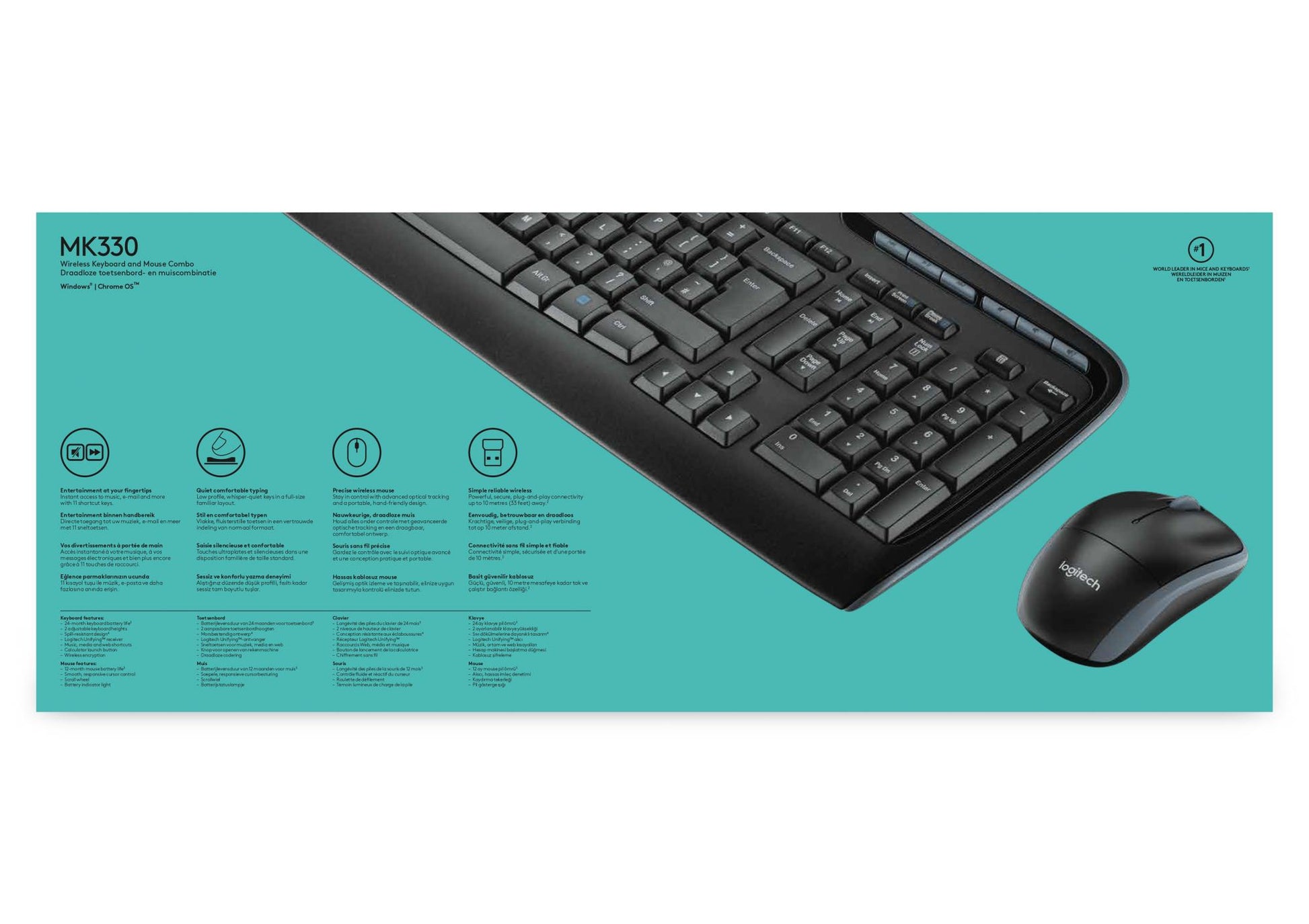 Logitech Keyboard + Mouse Combo MK330 - English