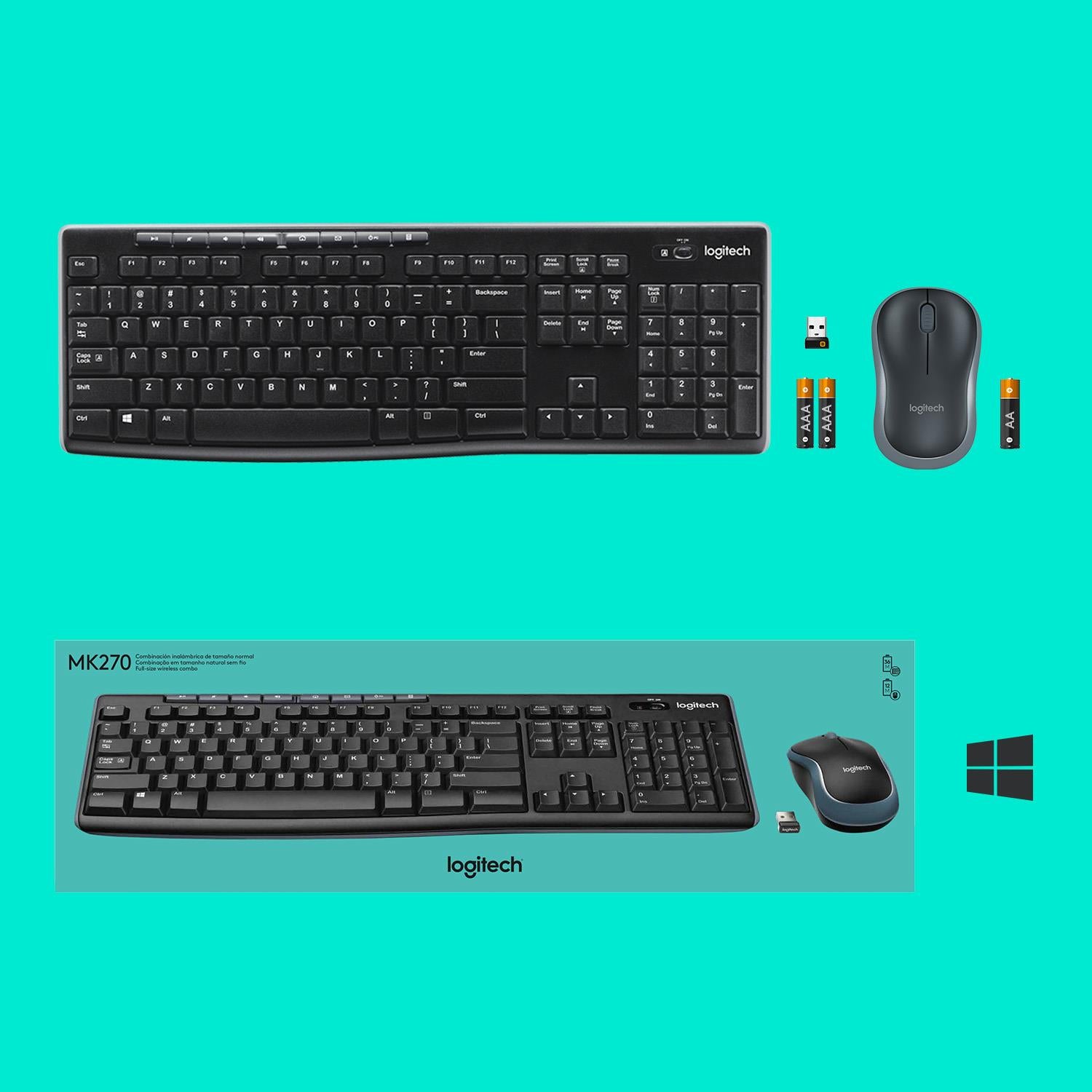 Logitech Keyboard Wireless Combo MK270 English - Desktop
