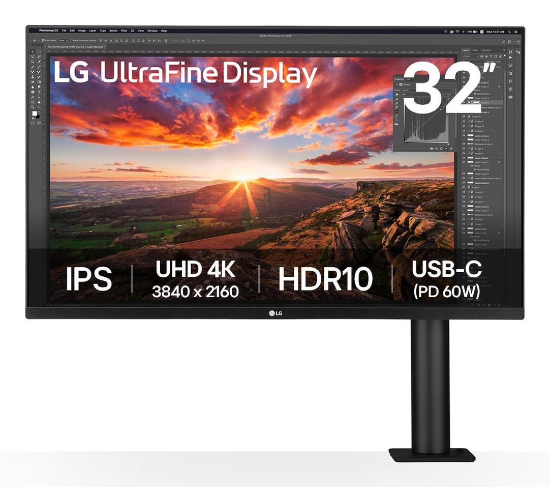 LG LCD Monitor LG 31.5" Panel IPS 3840X2160 16:9 60Hz 5 Ms Speakers Swivel Pivot Height Adjustable Tilt Colour Black