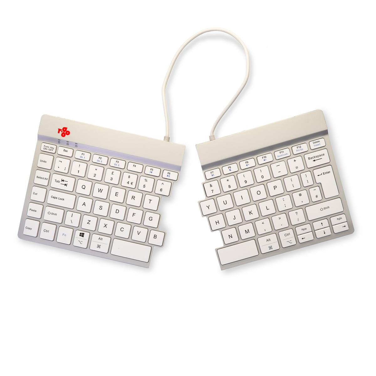 R-GO Tools Keyboard Wireless Split Break - White