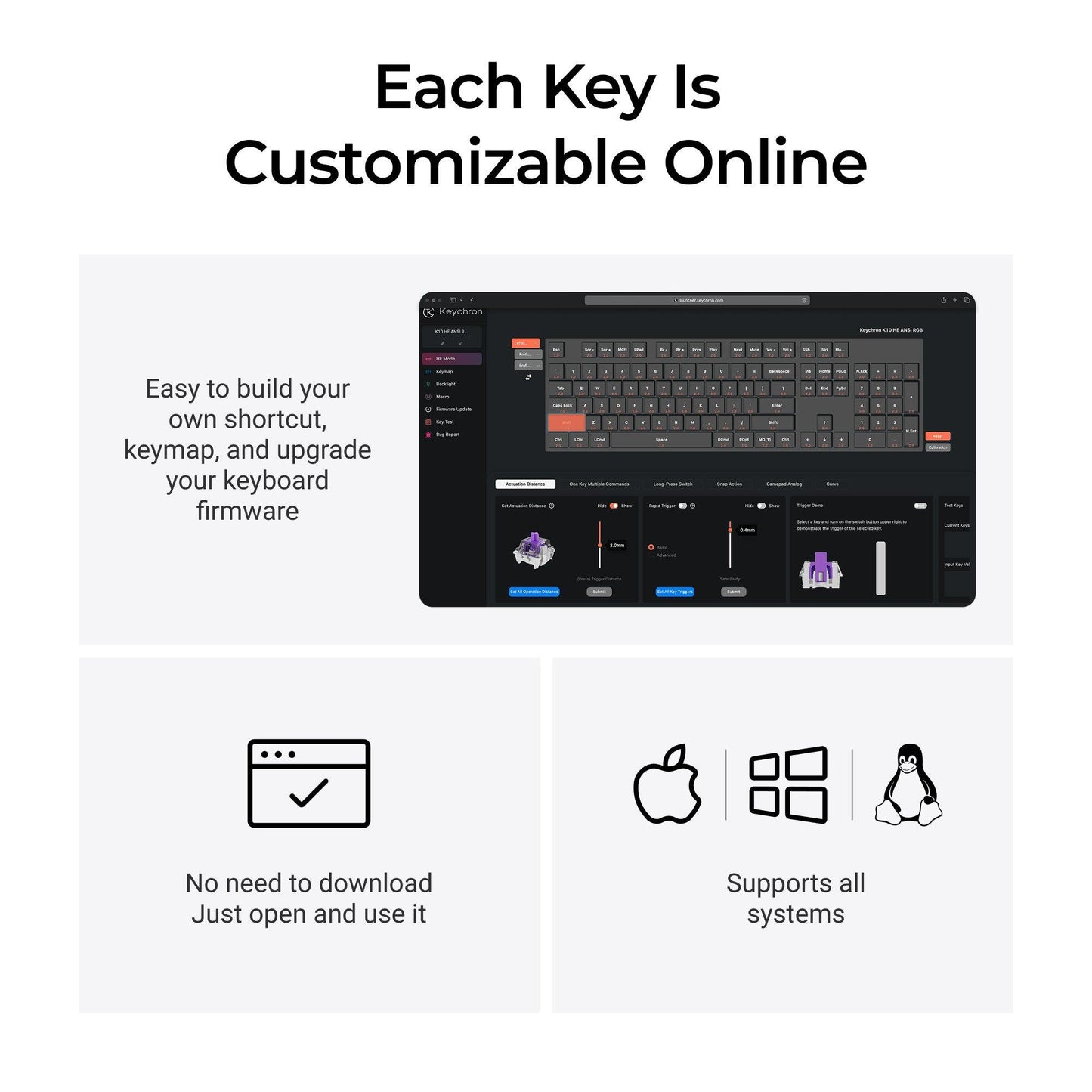 Keychron Keyboard Wireless K10 HE - Black