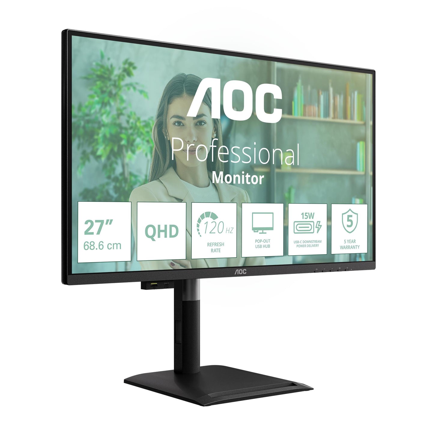 AOC LCD Monitor AOC 27 " 2560 X 1440 Pixels Wide Quad HD Native Aspect Ratio 16:9 Flat
