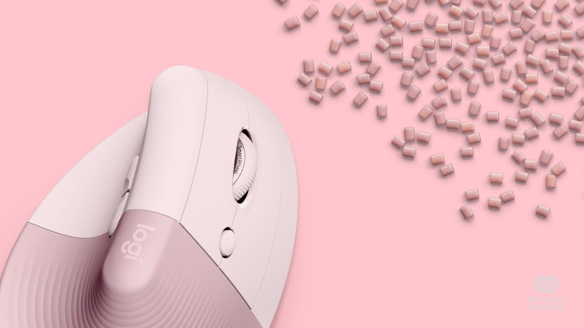 Logitech Mouse USB Optical Wireless Vertical - Pink