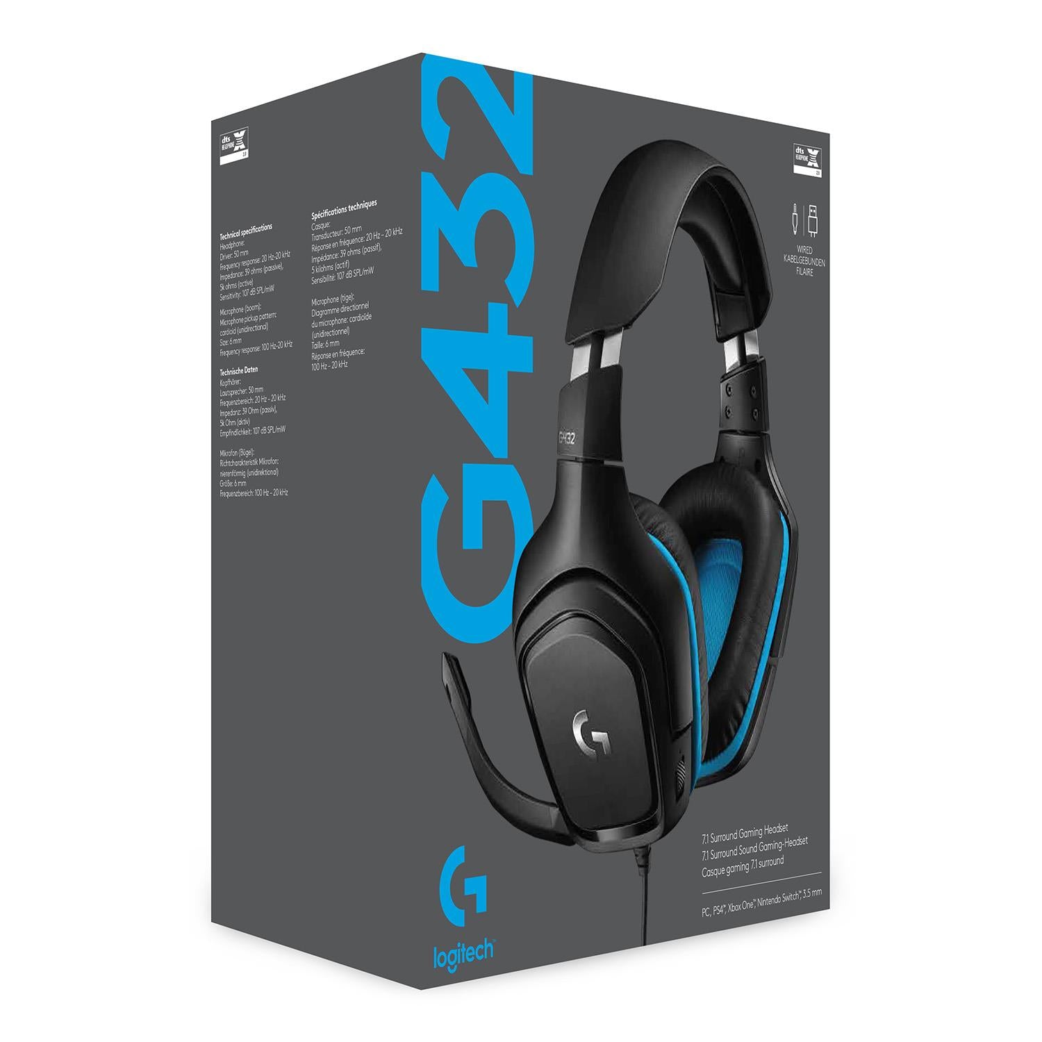 Logitech Headset Gaming G432 - Black