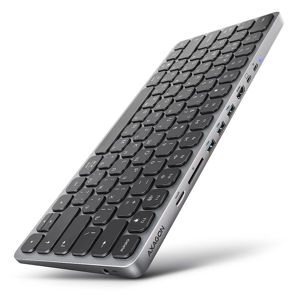 Axagon Keyboard + I - O Hub 9IN1