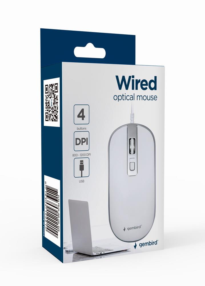 Gembird Mouse USB Optical White - Silver / MUS-4B-06-WS