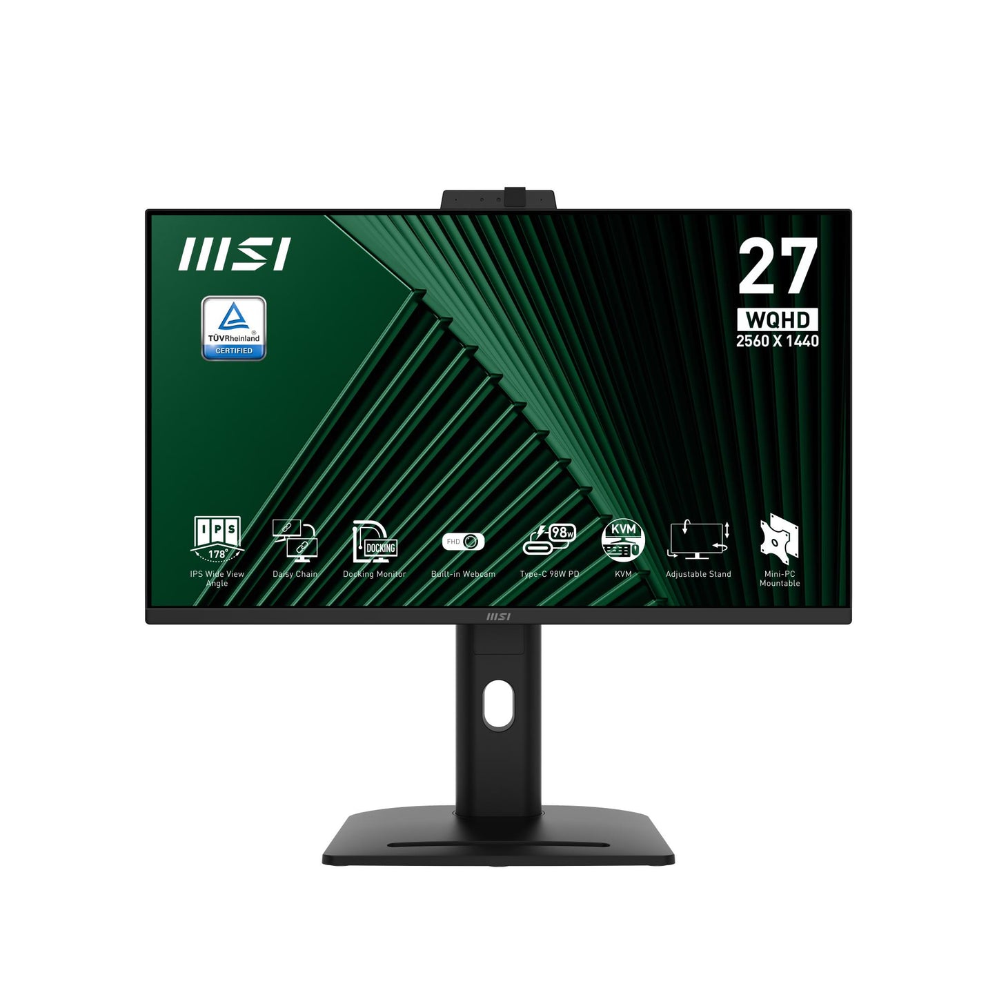 MSI LCD Monitor MSI Pro MP275QPDG 27" Business Swivel Pivot Height Adjustable Tilt Matte Panel IPS 2560X1440 16:9 100Hz 5 Ms Speakers