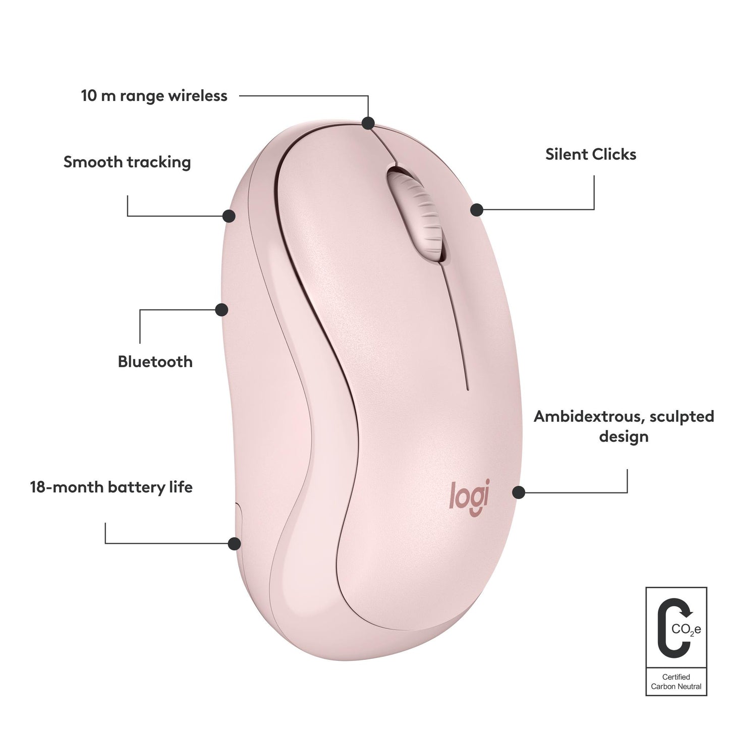 Logitech Mouse Blueth Optical M240 - Rose