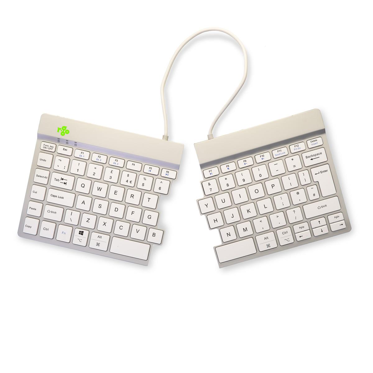 R-GO Tools Keyboard Wireless Split Break - White